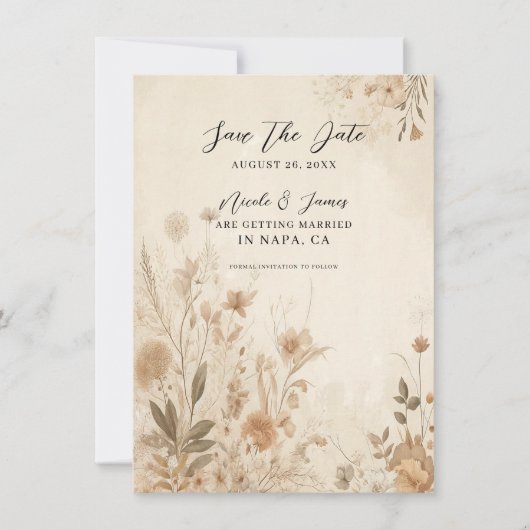  Delicate Bloemen Botanische Boho Bruiloft Kaart (Voorkant)