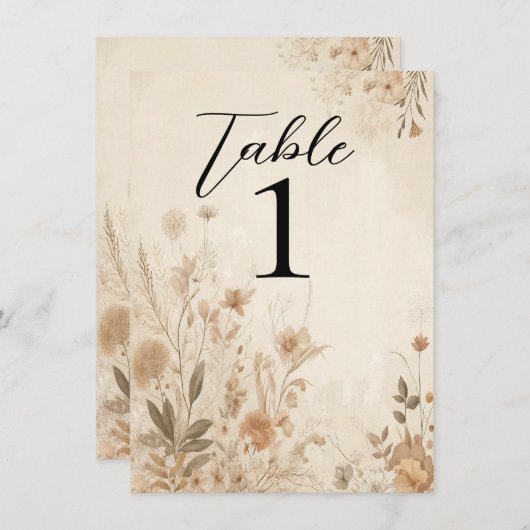 Delicate Bloemen Botanische Boho Bruiloft Kaart (Voorkant / Achterkant)