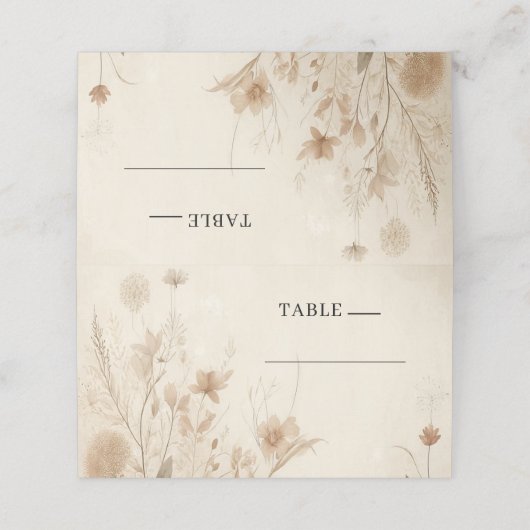  Delicate Bloemen Botanische Boho Bruiloft Plaatskaartje (Buitenkant ongevouwen)