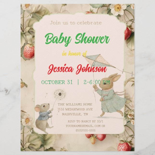 delicate bloemen en bladeren in Chinese stijl Invi Briefhoofd (Voorkant)