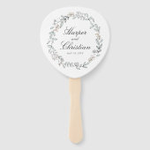 Delicate Bloemen en Foto Bruiloft Handwaaier (Voorkant)