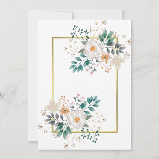 Delicate Bloemen en Gouden Rand Kaart (Achterkant)