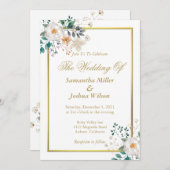 Delicate Bloemen en Gouden Rand Kaart (Voorkant / Achterkant)