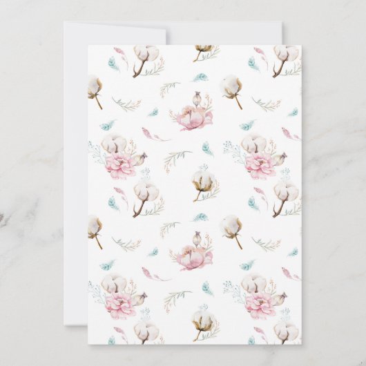 Delicate Bloemen en Katoen Breng een Boek Kaart (Achterkant)