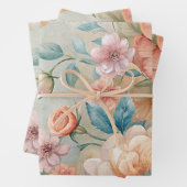 Delicate Bloemen  Geïnspireerd Pastel Waterverf Inpakpapier Vel (In situ)