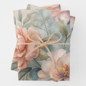 Delicate Bloemen  Geïnspireerd Pastel Waterverf Inpakpapier Vel (In situ)