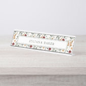 Delicate Bloemen gepersonaliseerd Bureau Naambordje (Voorkant)