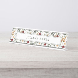 Delicate Bloemen gepersonaliseerd Bureau Naambordje