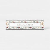 Delicate Bloemen gepersonaliseerd Bureau Naambordje (Voorkant)