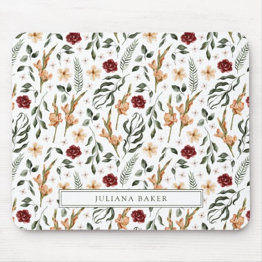 Delicate Bloemen gepersonaliseerd Muismat (Voorkant)