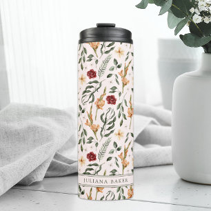 Delicate Bloemen Gepersonaliseerde Thermische Tumb Thermosbeker