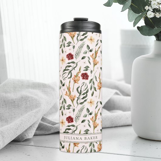 Delicate Bloemen Gepersonaliseerde Thermische Tumb Thermosbeker