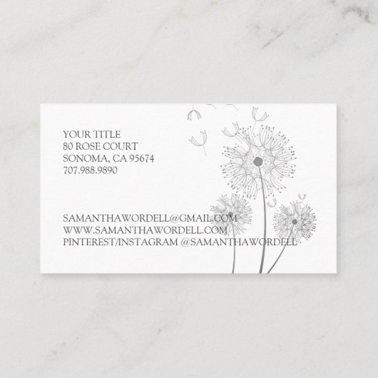 Delicate Bloemen Illustratie Doula Geboorte Verlos Visitekaartje (Achterkant)