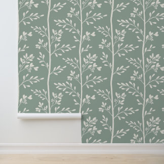 Delicate Bloemen in Bloei XL zachte beige silhouet Behang