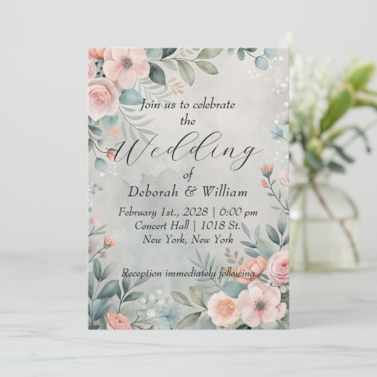 Delicate Bloemen Kaart (Staand voorkant)