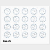 Delicate Bloemen krans Blauw Bruiloft Dank u Ronde Sticker (Vel)