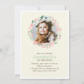 Delicate Bloemen Krans Meisje Verjaardagsfeestje Kaart (Voorkant)