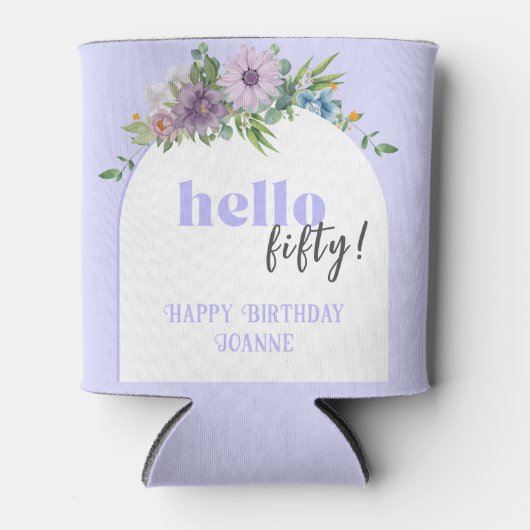 Delicate Bloemen Lavendel 50e Verjaardag Blikjeskoeler (Voorkant)