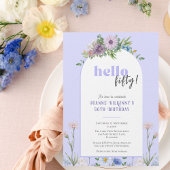 Delicate Bloemen Lavendel 50e Verjaardag Uitnodigi Briefkaart