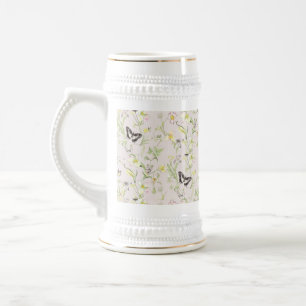 delicate bloemen met een vlinder in Chinese stijl Bierpul