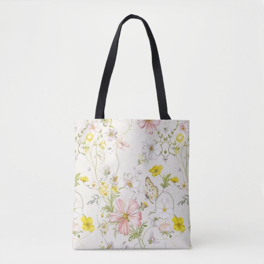 delicate bloemen met een vlinder in Chinese stijl Tote Bag (Voorkant)
