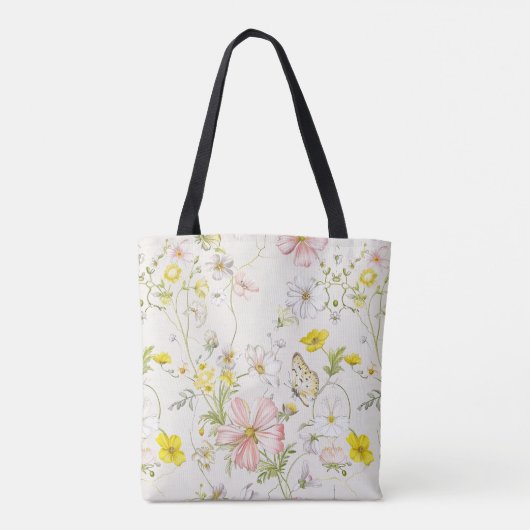 delicate bloemen met een vlinder in Chinese stijl Tote Bag (Achterkant)