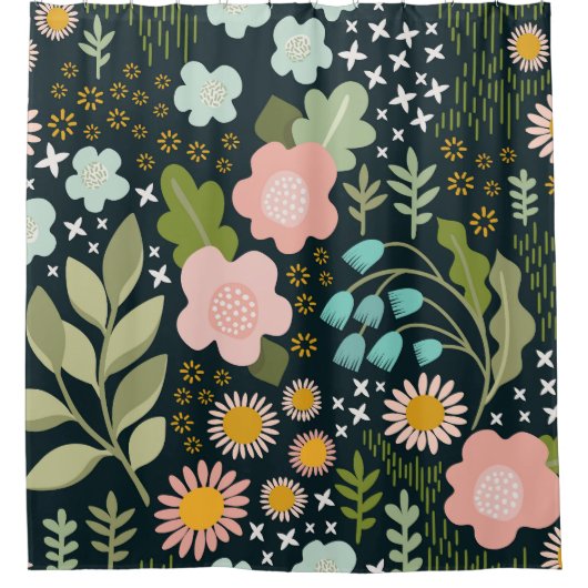 Delicate Bloemen: Naadloze  Beauty. Douchegordijn (Voorkant)