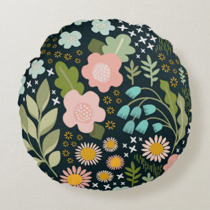 Delicate Bloemen: Naadloze Beauty. Rond Kussen