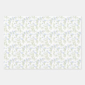 Delicate Bloemen op Witte Trio Inpakpapier Vel (Voorkant 3)