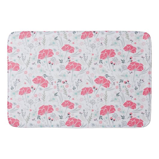 Delicate Bloemen Roze Botanisch Badmat (Voorkant)