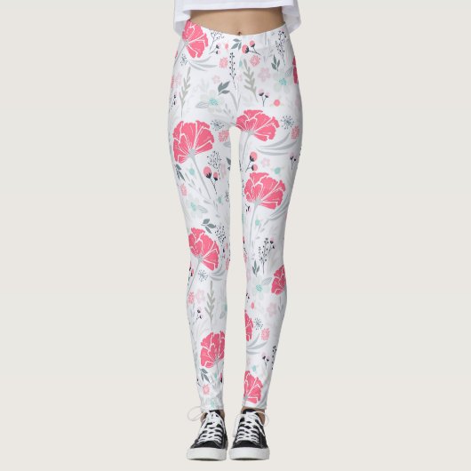  Delicate  Bloemen Roze Botanisch Leggings (Voorkant)