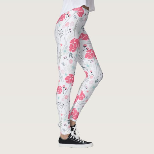 Delicate Bloemen Roze Botanisch Leggings (Rechts)