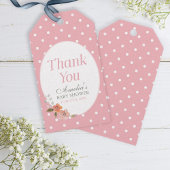 Delicate Bloemen Roze Polka Dot Dank u Cadeaulabel