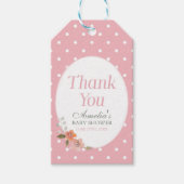 Delicate Bloemen Roze Polka Dot Dank u Cadeaulabel (Voorkant)