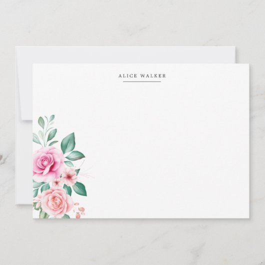 delicate bloemen roze rozen Stationery Note Kaart Notitiekaartje (Voorkant)