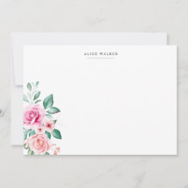 delicate bloemen roze rozen Stationery Note Kaart Notitiekaartje
