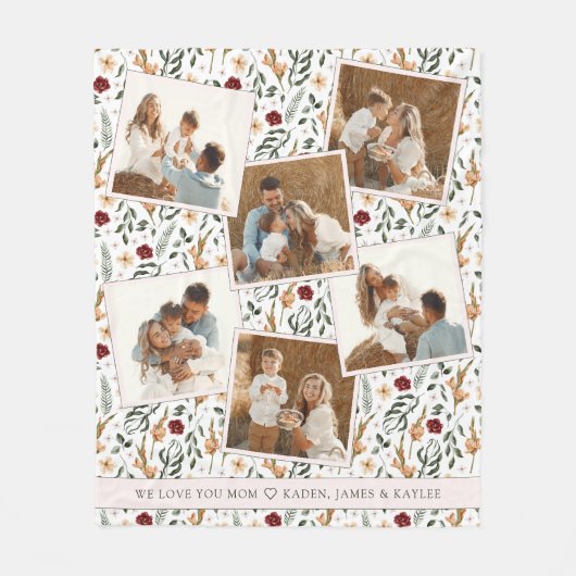Delicate Bloemen Scrapbook Stijl Moederdag Fleece Deken (Voorkant)