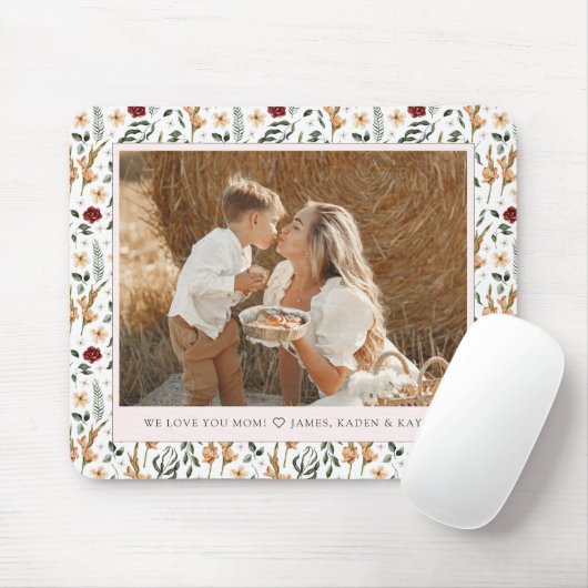 Delicate Bloemen Scrapbook Stijl Moederdag Muismat (Met muis)