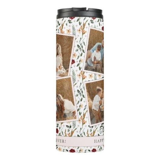 Delicate Bloemen Scrapbook Stijl Moederdag Thermosbeker (Achterkant)