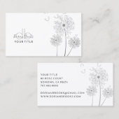 Delicate Bloemen Tekening Monogrammed Visitekaartj Visitekaartje (Voorkant / Achterkant)