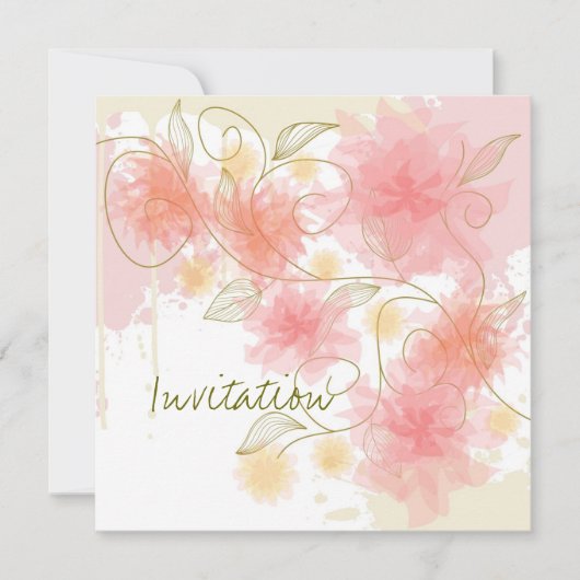 Delicate bloemen uitnodiging (Voorkant)