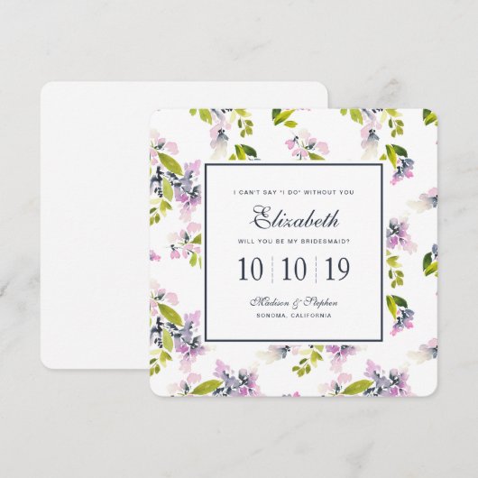 Delicate Bloemenaquarel - Bruidsmeisje Kaart (Voorkant / Achterkant)