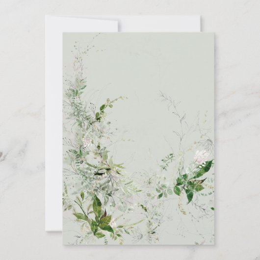Delicate bloemengroen Bruiloft Kaart (Achterkant)