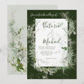 Delicate bloemengroen Bruiloft Kaart (Voorkant / Achterkant)