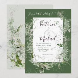 Delicate bloemengroen Bruiloft Kaart