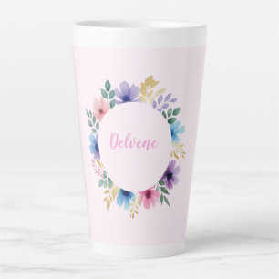 Delicate bloemenkrans latte mok