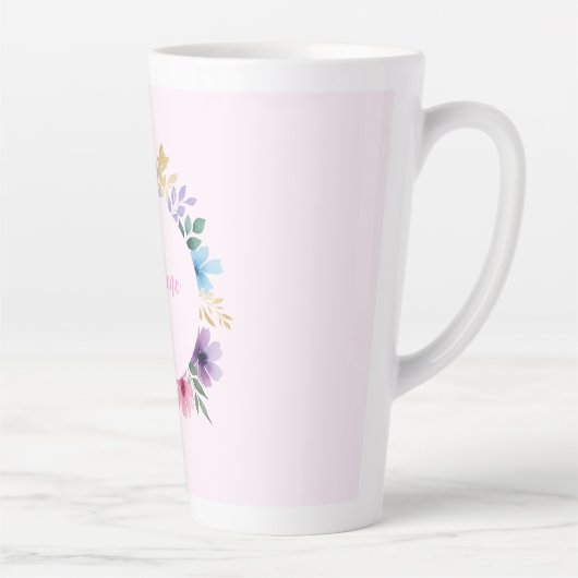 Delicate bloemenkrans latte mok (Rechts)