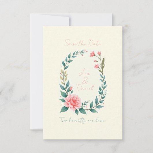 Delicate Bloemenkrans Uitnodiging (Achterkant)