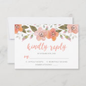 Delicate Bloemenperzik bruiloft vriendelijk antwoo RSVP Kaartje (Voorkant)