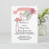 Delicate bloemenslingers, roze flamingo's, kaart (Staand voorkant)